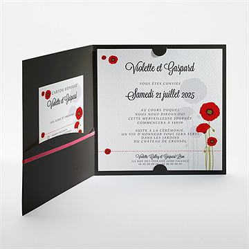 Faire-part mariage joli coquelicot - Intérieur de la pochette