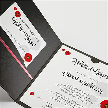 Faire-part mariage joli coquelicot - Détail du faire-part