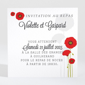 Carton d'invitation mariage joli coquelicot