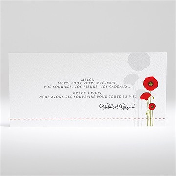 Remerciement mariage joli coquelicot - Dos du faire-part