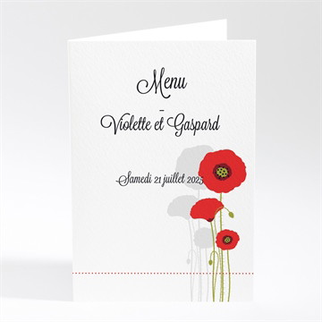 Menu mariage joli coquelicot