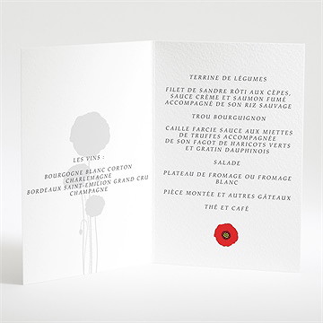 Menu mariage joli coquelicot - Menu ouvert