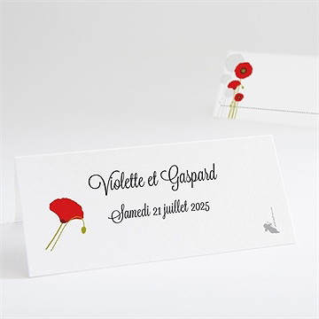 Marque-place mariage joli coquelicot