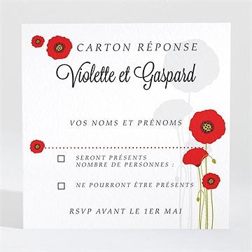 Carton réponse mariage joli coquelicot