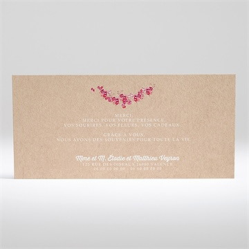 Remerciement mariage a l'aventure ! - Dos du carton de remerciements