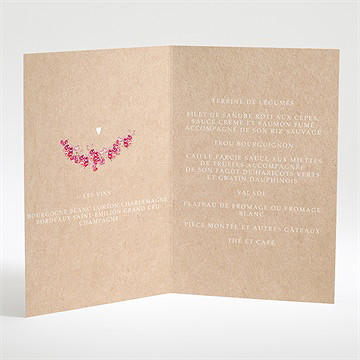 Menu mariage a l'aventure ! - Intérieur du menu