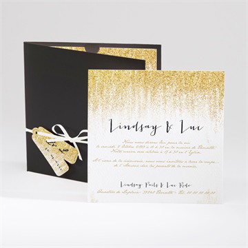Faire-part mariage pluie d'or