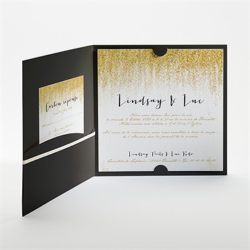 Faire-part mariage pluie d'or - Intérieur de la pochette