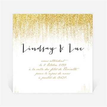 Carton d'invitation mariage pluie d'or