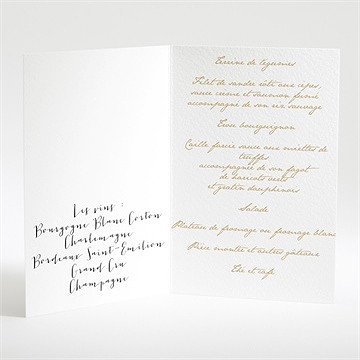 Menu mariage pluie d'or - Intérieur du menu