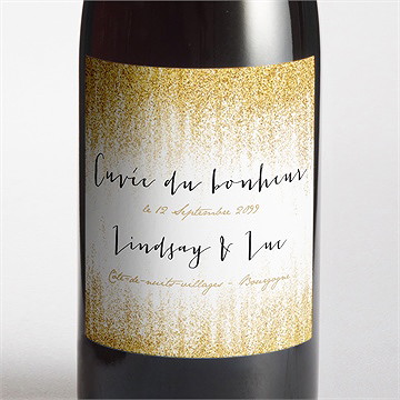 Etiquette de bouteille mariage pluie d'or