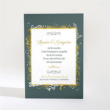 Remerciement mariage scintillant et original - Dos de la carte