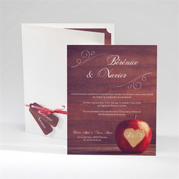 Faire-part mariage la pomme de l'amour éternel...