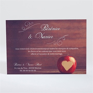 Remerciement mariage la pomme de l'amour éternel... - Dos du faire-part