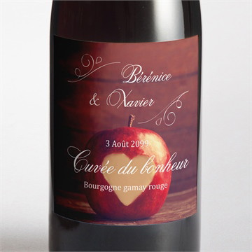 Etiquette de bouteille mariage la pomme de l'amour éternel...