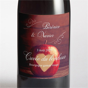 Etiquette de bouteille mariage la pomme de l'amour éternel...