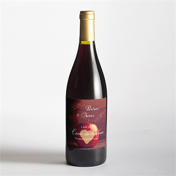 Etiquette de bouteille mariage la pomme de l'amour éternel... - Mise en situation