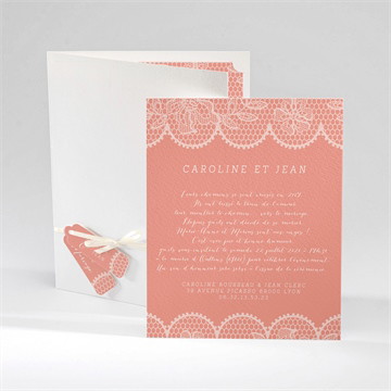 Faire-part mariage corail original
