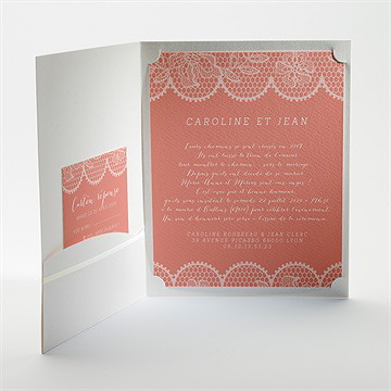 Faire-part mariage corail original - Intérieur de la pochette