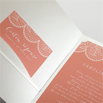 Faire-part mariage corail original - Détail du faire-part