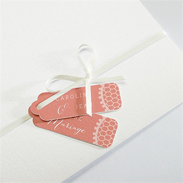 Faire-part mariage corail original - Détail de la pochette