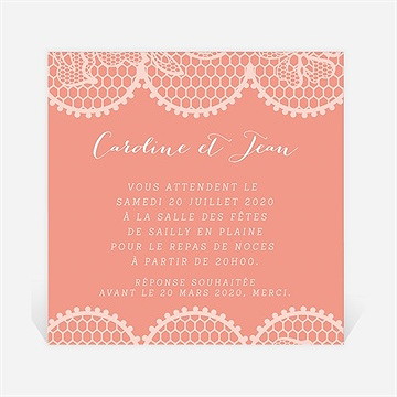 Carton d'invitation mariage corail original