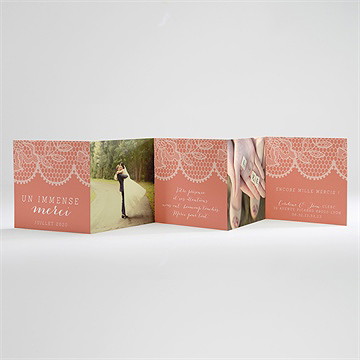 Remerciement mariage corail original - Carte ouverte