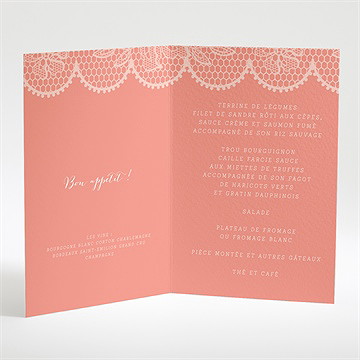 Menu mariage corail original - Menu ouvert