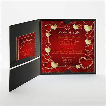 Faire-part mariage romantique et festif - Intérieur de la pochette