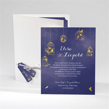 Faire-part mariage bleu nuit