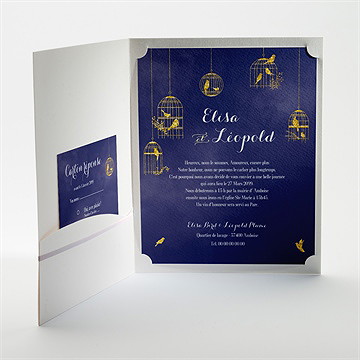 Faire-part mariage bleu nuit - Intérieur de la pochette