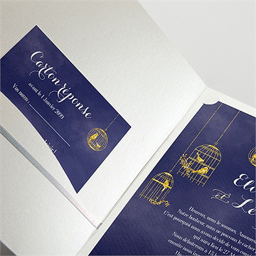 Faire-part mariage bleu nuit - Détail du faire-part