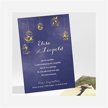 Remerciement mariage bleu nuit