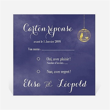 Carton réponse mariage bleu nuit