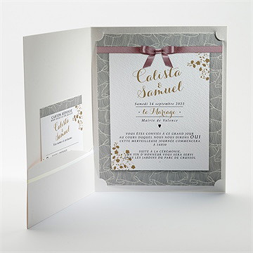 Faire-part mariage beauté du gris - Intérieur de la pochette