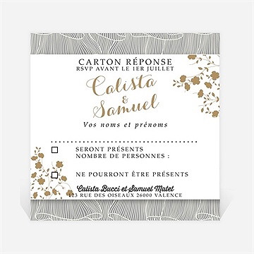 Carton réponse mariage beauté du gris