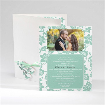 Faire-part mariage vert amande