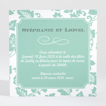Carton d'invitation mariage vert amande