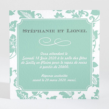 Carton d'invitation mariage vert amande