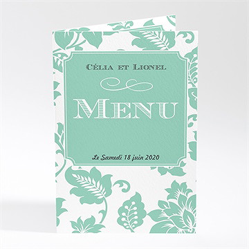 Menu mariage vert amande