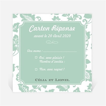 Carton réponse mariage vert amande