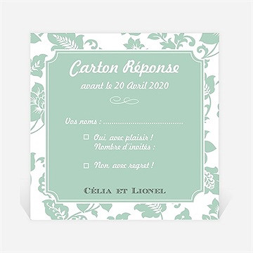 Carton réponse mariage vert amande
