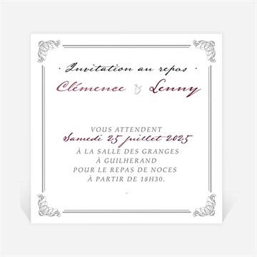 Carton d'invitation mariage floral et romantique
