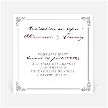 Carton d'invitation mariage floral et romantique