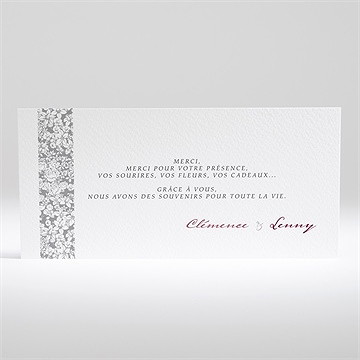 Remerciement mariage floral et romantique - Dos du carton de remerciements