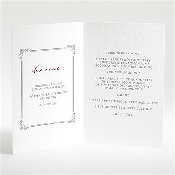 Menu mariage floral et romantique - Menu ouvert