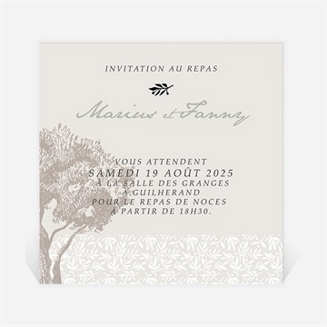 Carton d'invitation mariage nature raffinée