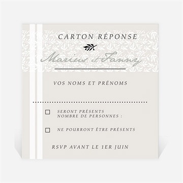Carton réponse mariage nature raffinée