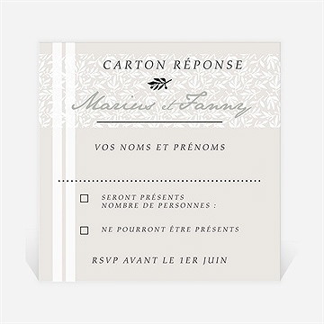 Carton réponse mariage nature raffinée