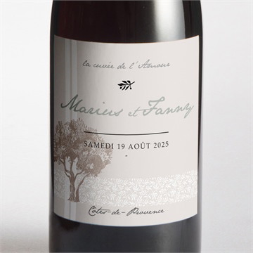 Etiquette de bouteille mariage nature raffinée